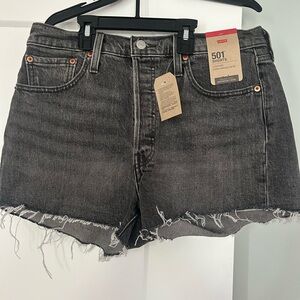 Levi's Black Jean Shorts Distressed Casual Style